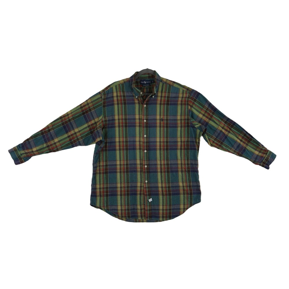 Polo Ralph Lauren Fall Madras Plaid Button Down Shirt Men's Size XL 100% Cotton